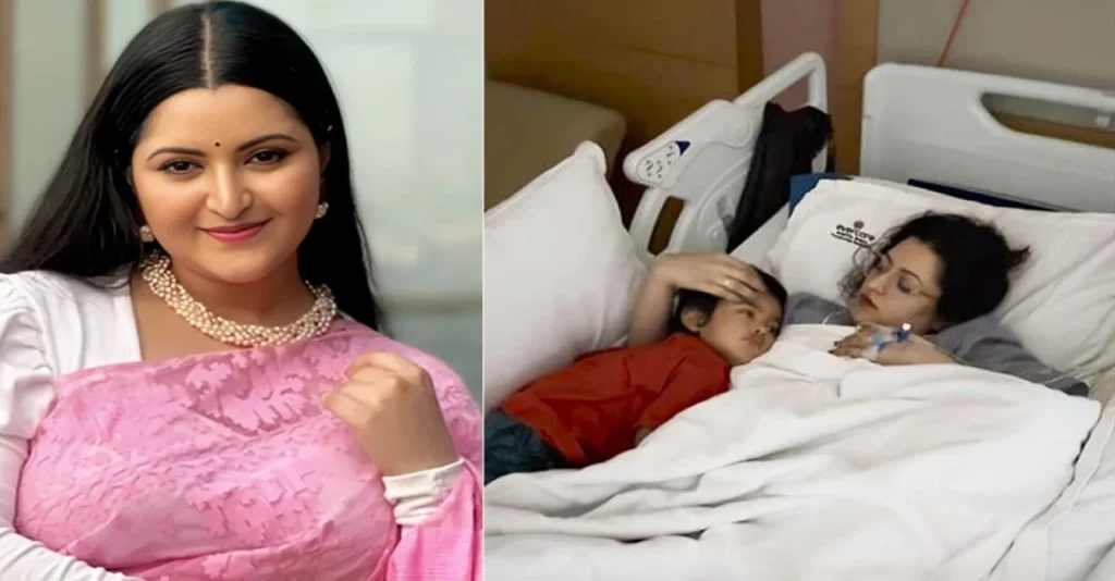 হাসপাতালের বিছানায় ছেলেকে বুকে জড়িয়ে পরীমনি