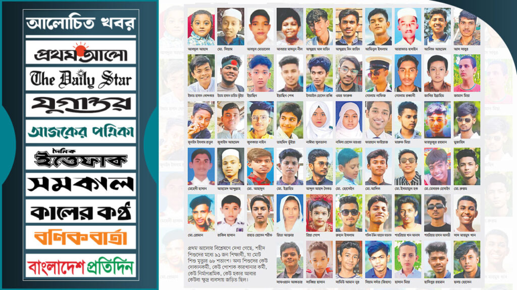 গণ–অভ্যুত্থানে শহীদ ১৩৩ শিশু