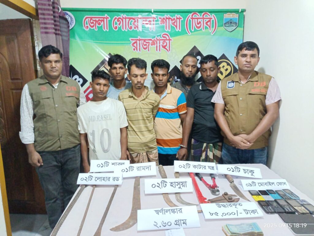রাজশাহী জেলার ডিবি পুলিশ কর্তৃক ডাকাতি মামলায় লুন্ঠিত মালামাল উদ্ধার’সহ ৮ জন ডাকাত গ্রেফতার: ১৬৪ ধারায় ডাকাতের স্বীকারোক্তি