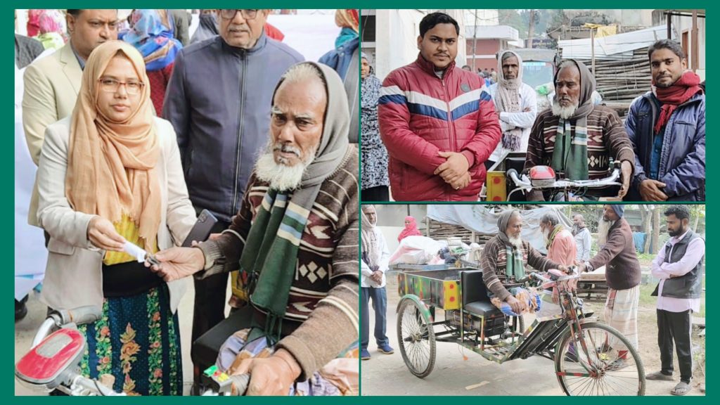 নতুন ট্রাইসাইকেলে প্রাণ ফিরে পেলেন প্রতিবন্ধী সবজি বিক্রেতা খোদাবক্স 